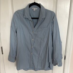 Blue Gingham Button-Up Shirt